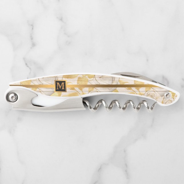 Floral on Wood Popular Gift Corkscrew (Front)