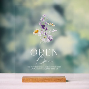 Floral Open Bar Acrylic Sign