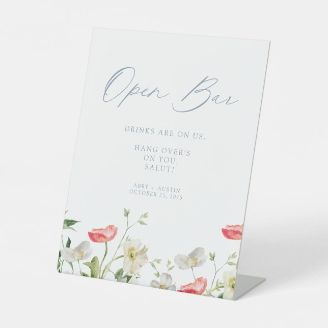 Floral Open Bar Pedestal Sign (Front)