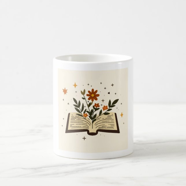 Floral Open Book Aesthetic Mug (Center)