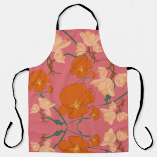 floral orange and pink apron