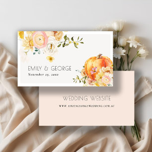 Floral Orange Autumn Pumpkin Wedding Website Business Card