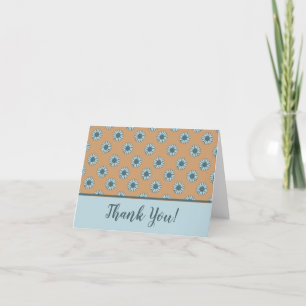 Floral Orange Blue Sunflower Dots Pattern Thank You Card