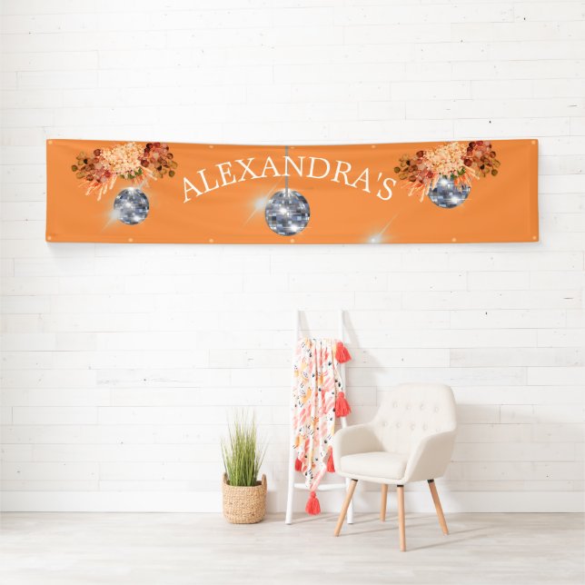 Floral Orange Disco Ball Banner (Insitu)