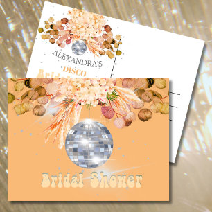 Floral Orange Disco Ball Bridal Shower Postcard