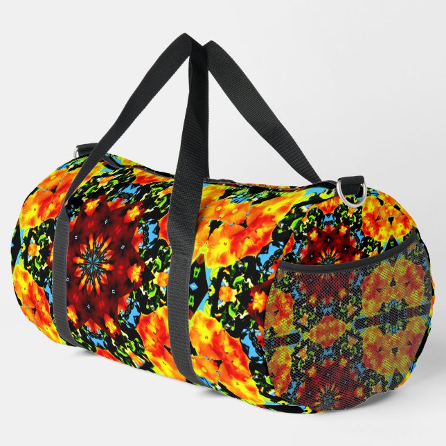 Floral Orange Duffle Bag (Right Corner)
