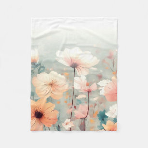 Floral Orange Flowers Design 312 Fleece Blanket