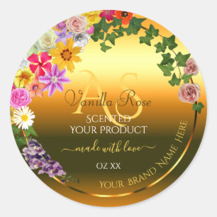 Floral Orange Gradient Product Labels and Monogram