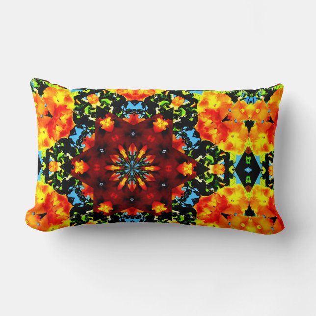 Floral Orange Lumbar Cushion (Front)