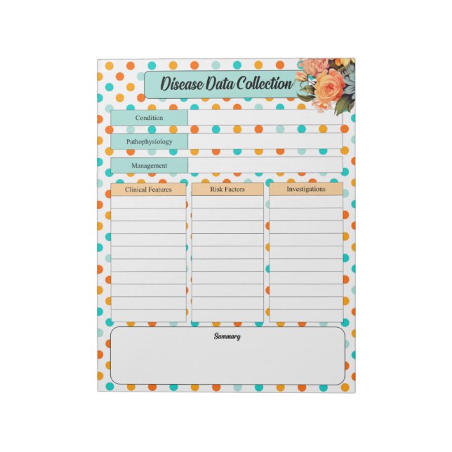 Floral Orange n Blue _ Disease Data Collection Notepad (Rotated)