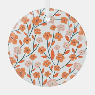 Floral Orange Pastel White Seamless Glass Tree Decoration