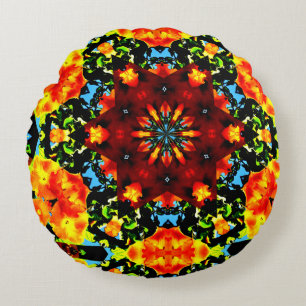 Floral Orange Round Cushion