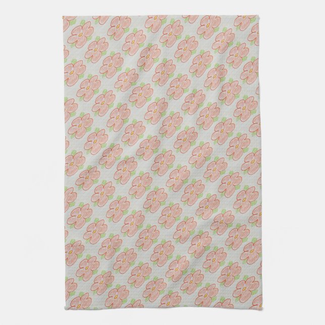 Floral Orange Tea Towel (Vertical)