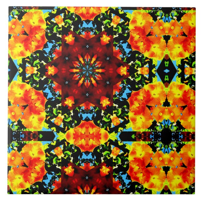 Floral Orange Tile (Front)