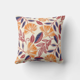 Floral Orange Tropical Exotic Cushion