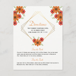 Floral Orange Wedding Directions Country Fall Enclosure Card