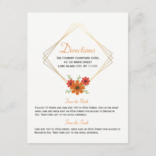 Floral Orange Wedding Directions Country Fall Enclosure Card