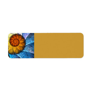 Floral Orange Yellow Blue Abstract Art