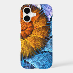 Floral Orange Yellow Blue Abstract Art