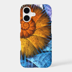 Floral Orange Yellow Blue Abstract Art