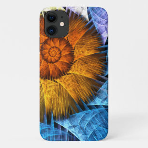 Floral Orange Yellow Blue Abstract Art Case-Mate iPhone Case