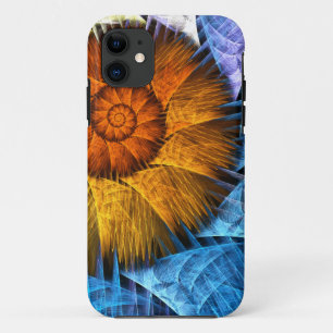 Floral Orange Yellow Blue Abstract Art Case-Mate iPhone Case