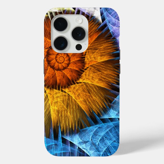 Floral Orange Yellow Blue Abstract Art Case-Mate iPhone Case (Back)