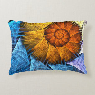 Floral Orange Yellow Blue Abstract Art Decorative Cushion