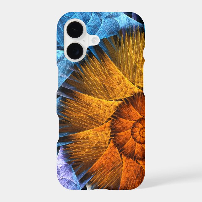 Floral Orange Yellow Blue Abstract Art iPhone Case (Back)