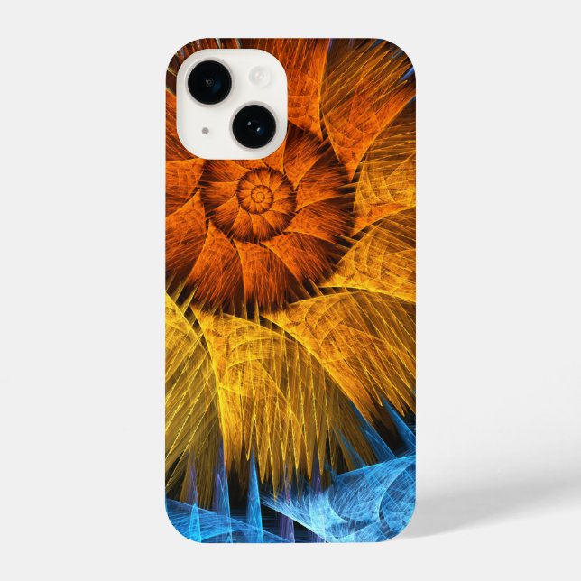 Floral Orange Yellow Blue Abstract Art iPhone Case (Back)