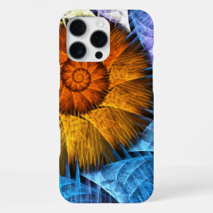 Floral Orange Yellow Blue Abstract Art iPhone 16 Pro Max Case