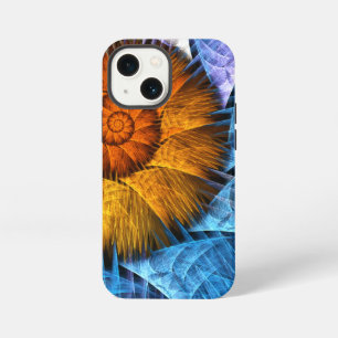 Floral Orange Yellow Blue Abstract Art iPhone 13 Mini Case