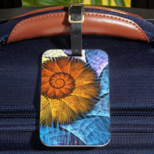 Floral Orange Yellow Blue Abstract Art Luggage Tag