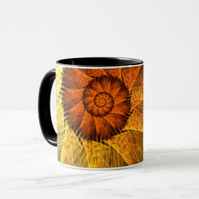 Floral Orange Yellow Blue Abstract Art Mug (Front Left)