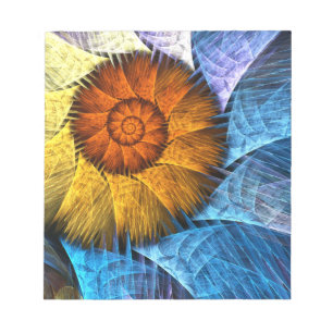 Floral Orange Yellow Blue Abstract Art Notepad