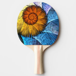 Floral Orange Yellow Blue Abstract Art Ping Pong Paddle