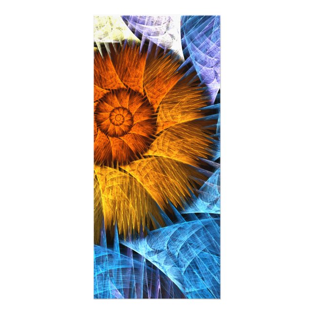 Floral Orange Yellow Blue Abstract Art Rack Card (Front)