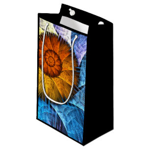 Floral Orange Yellow Blue Abstract Art Small Gift Bag