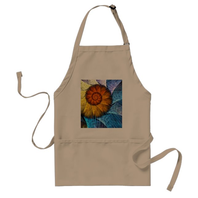 Floral Orange Yellow Blue Abstract Art Standard Apron (Front)