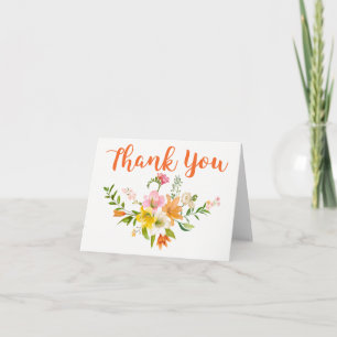 Floral Orange You Lily Flowers Pink Thank You Card