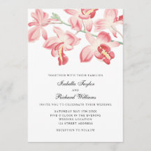 Floral orchid elegant modern wedding invitation