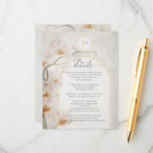 Floral Orchid Gold Geometric Blush Pink Details Enclosure Card