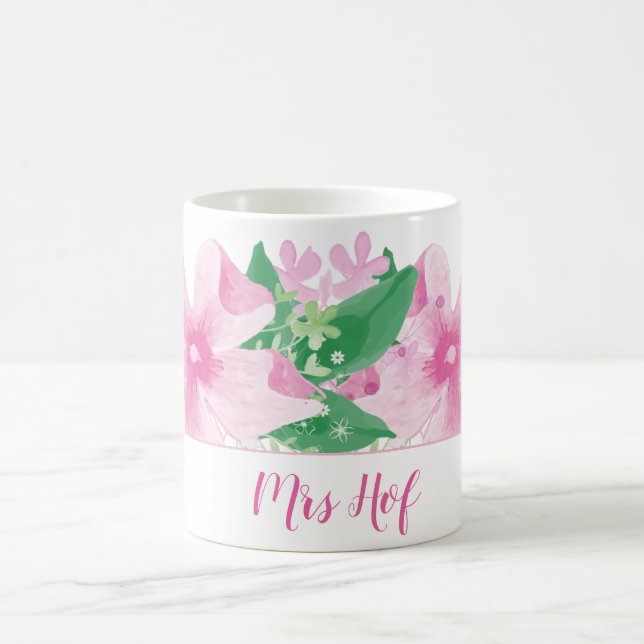 Floral Orchid Pink Monogram Coffee Mug (Center)
