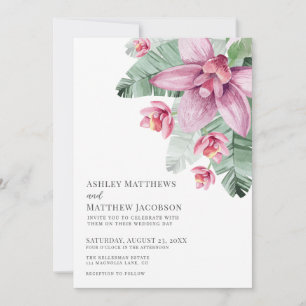 Floral Orchid Tropical Wedding Invitation