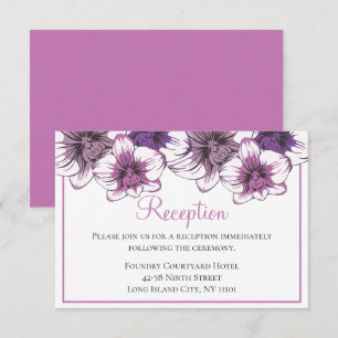 Floral Orchid Wedding Reception Purple Flowers Invitation