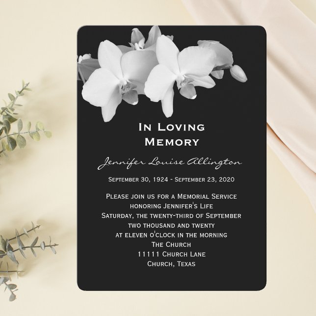 Floral Orchids Funeral Memorial Service Invitation (Creator Uploaded)