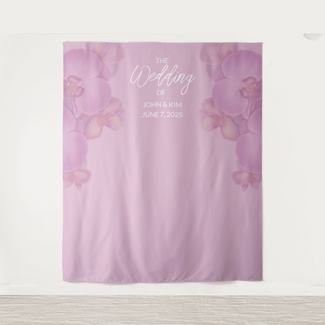 Floral Orchids Wedding Backdrop Tapestry (Front)