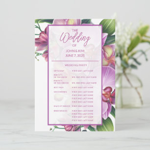 Floral Orchids Wedding Program Programme