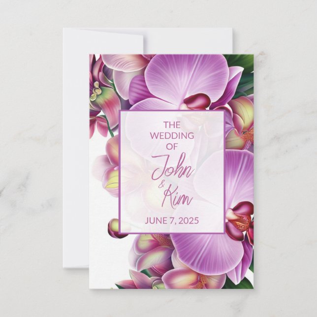 Floral Orchids Wedding RSVP Card (Front)