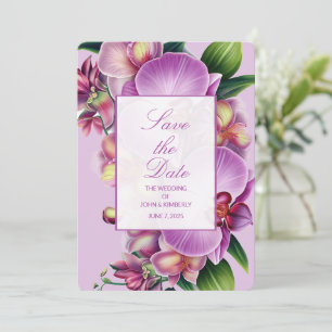 Floral Orchids Wedding Save the Date Card